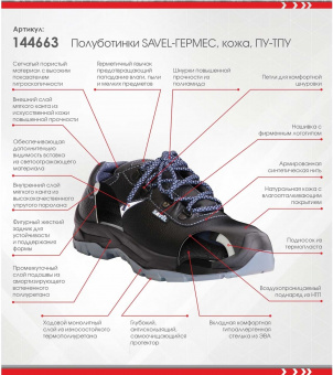 Полуботинки ПУ/ТПУ ГЕРМЕС